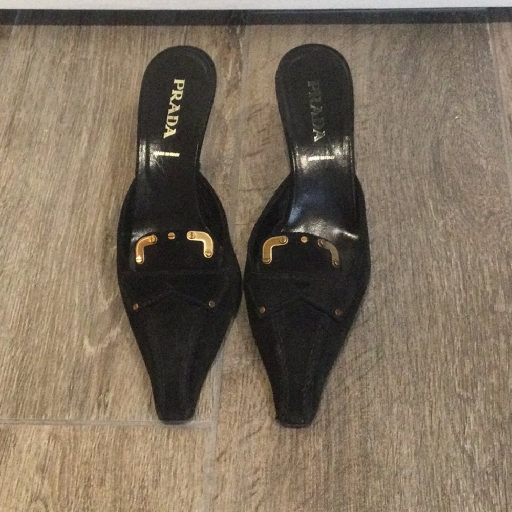 Prada Black and Gold Women's Sandals
